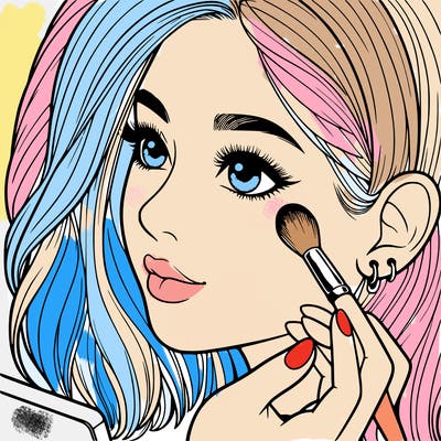 a realistic girl doing her makeup