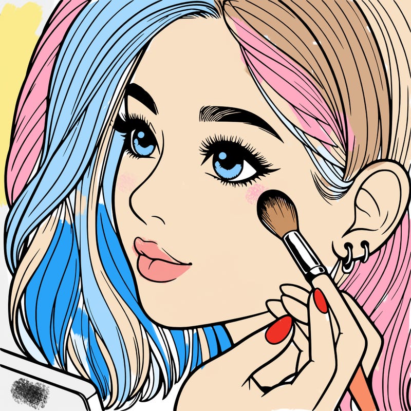 a realistic girl doing her makeup