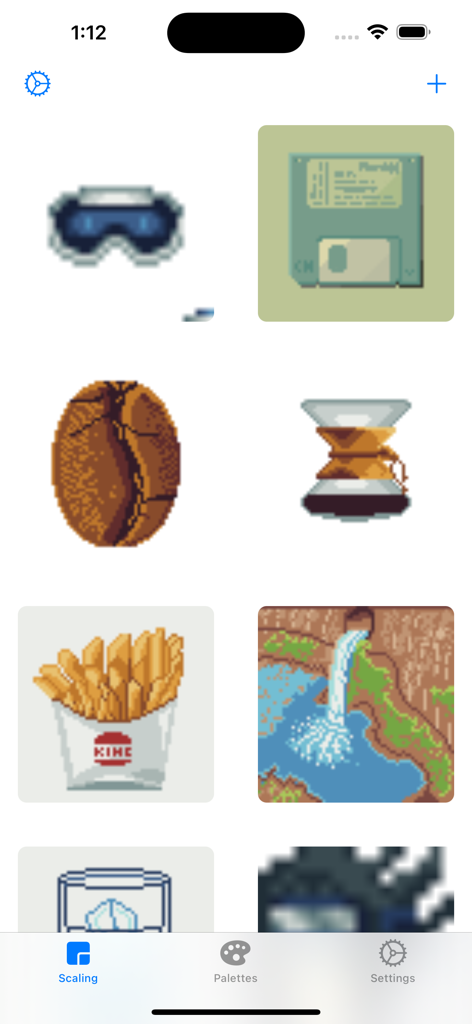 Pixel Companion for Procreate - Pixel-Art-Icons, die in der Pixel Companion-Skalierungsoberfläche angezeigt werden