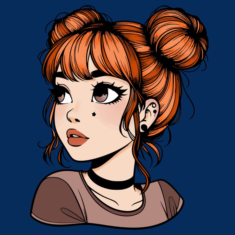 realistic girl with spacebuns