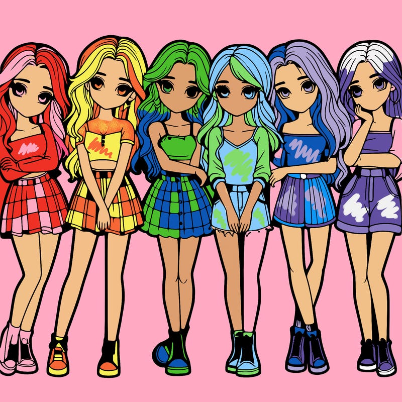 a group of girls realistic