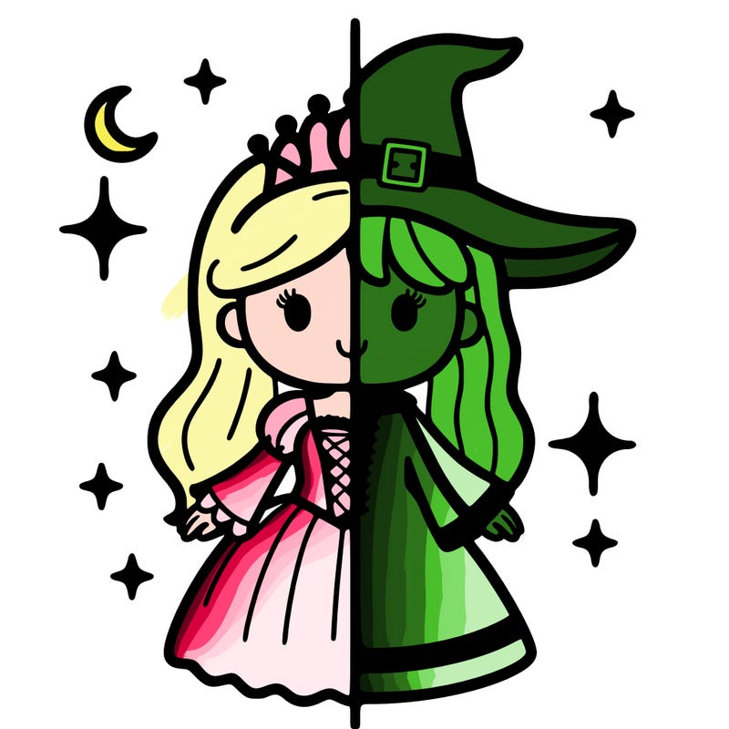 split princess and witch