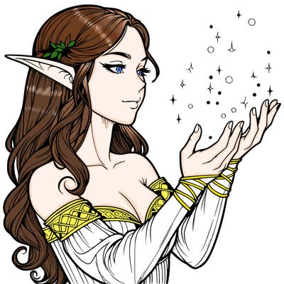 realistic elf girl doing magic
