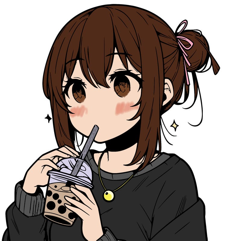 manga character drinking boba