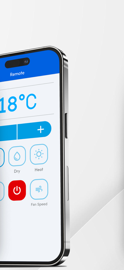 Air-Conditioner remote control - Interfaz de la aplicación de control remoto de aire acondicionado en un smartphone