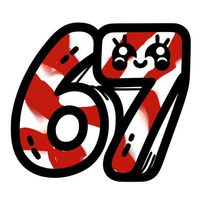 the numbers 67