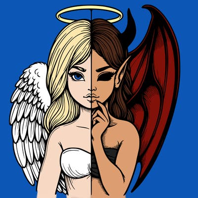 realistic angel half demon