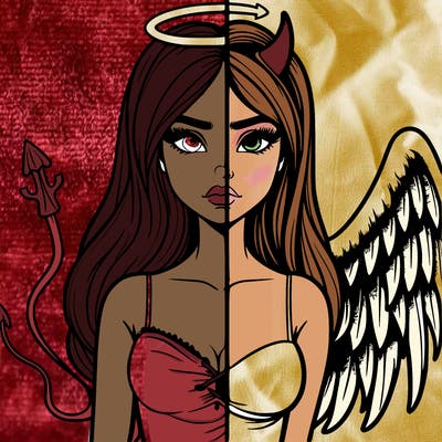 devil vs angel realistic girl