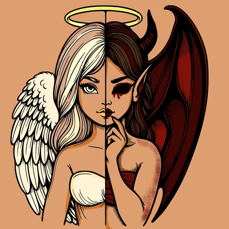 realistic angel half demon