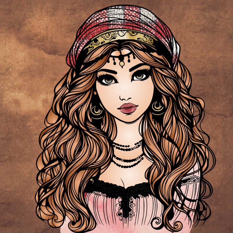 realistic beautiful mysterious gypsy girl