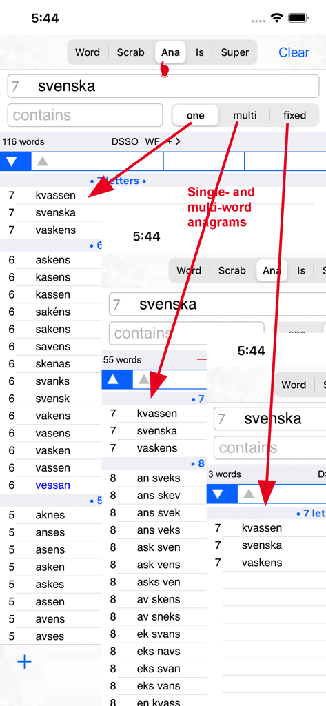 Svenska  Words Finder PRO - Svenska Words Finder PRO anagram search results for the word svenska