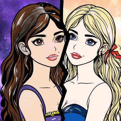 split realistic girl