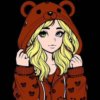 realistic girl in a animal pjs hoodie