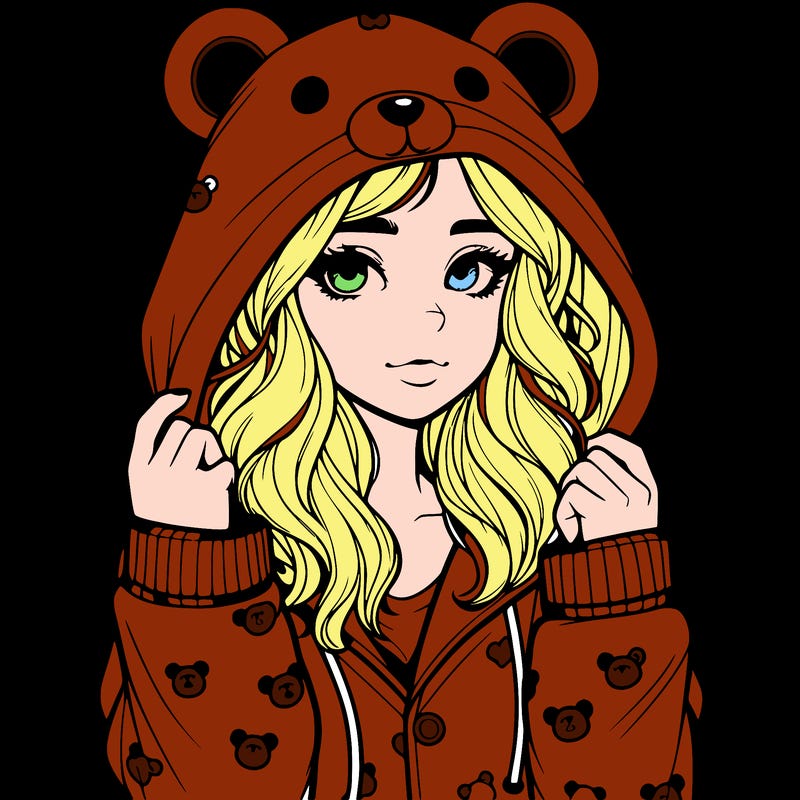 realistic girl in a animal pjs hoodie