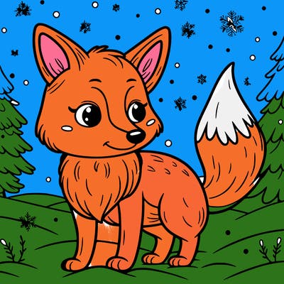 a fox in the snow
