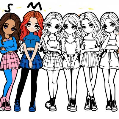 a group of girls realistic