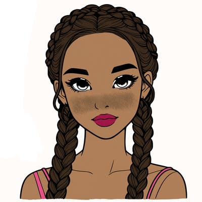 realistic girl with braids