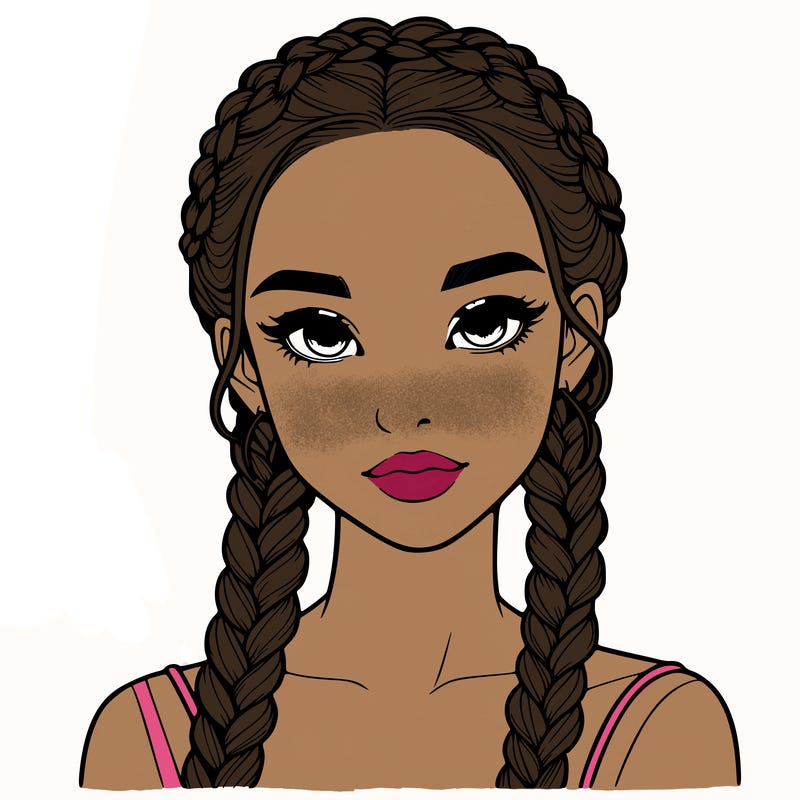 realistic girl with braids