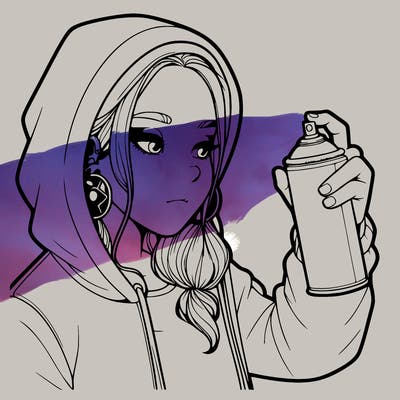 a realistic girl, spray painting