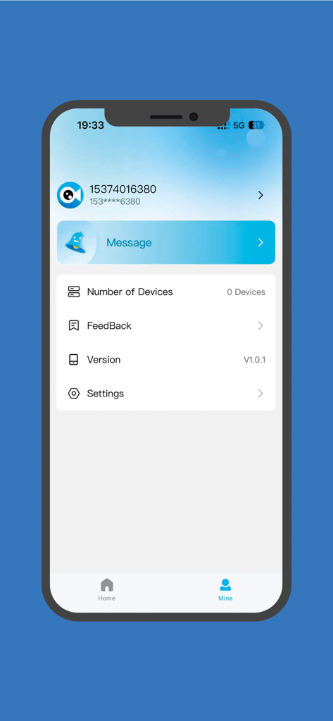 LooK Camera - The user profile and settings screen of the LooK Camera app on an iPhone showing device count and app version.