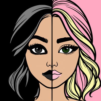 realistic girl split half