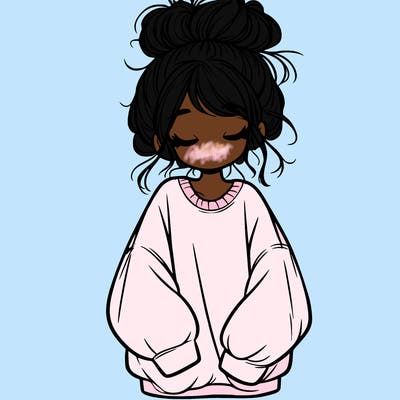 girl with baggy sweatshirt and messy bun