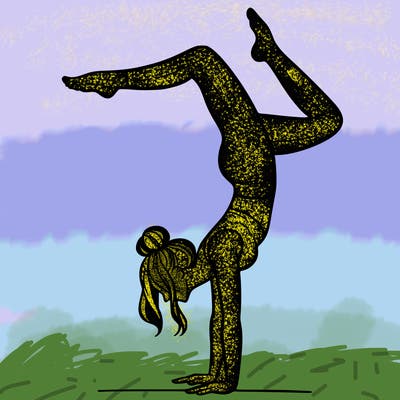 a woman doing a handstand