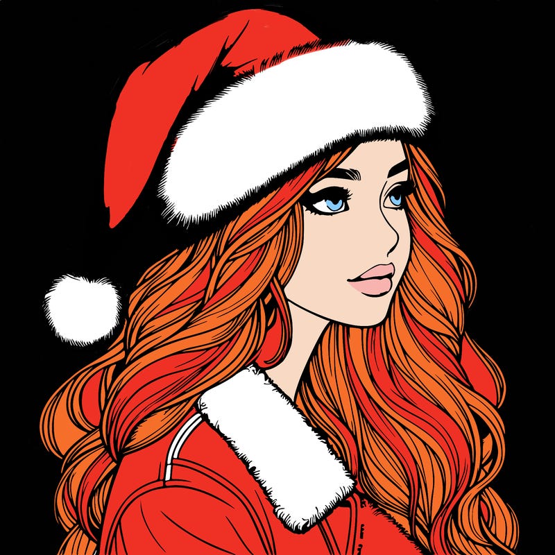realistic girl in santa hat