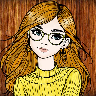 realistic girl with glasses