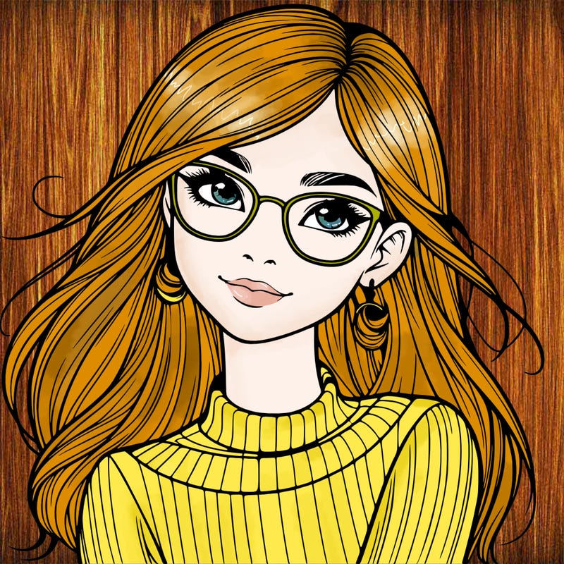 realistic girl with glasses