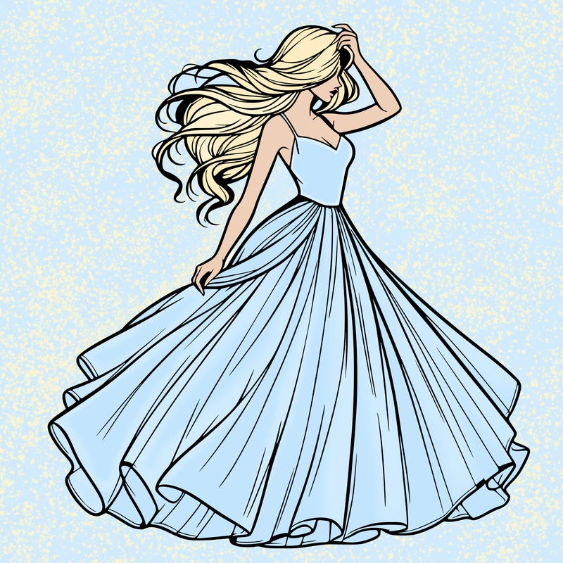 realistic woman with dress flowing in the wind