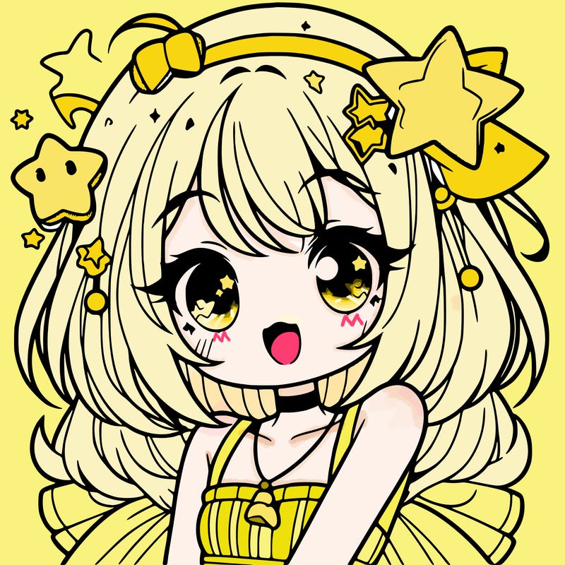 cute anime girl with star accessories