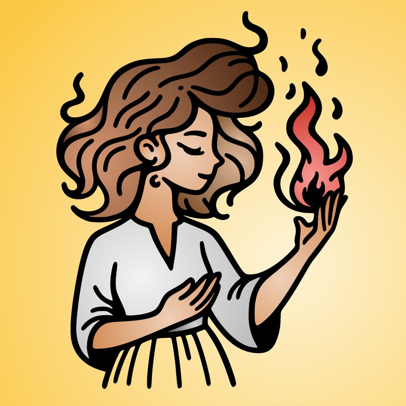 woman with fire