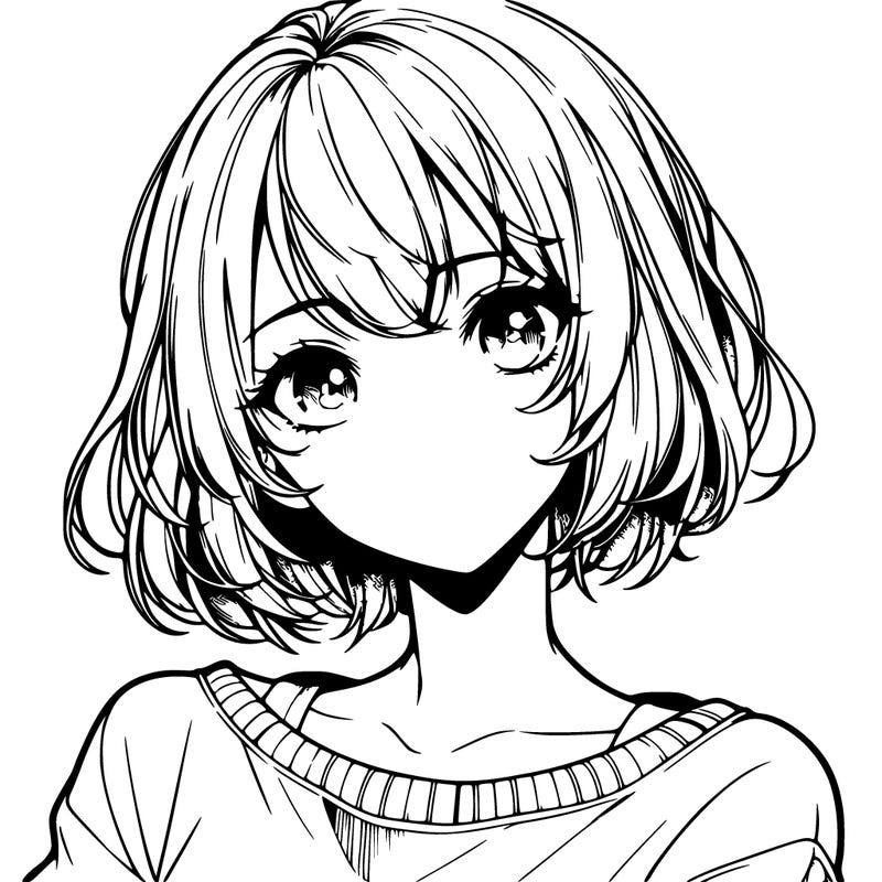 pretty realistic anime girl with short hair
