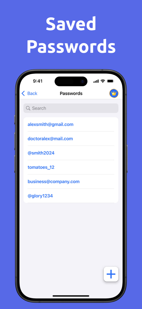 Authenticator for Discord - Interface of the Authenticator for Discord app showing a list of saved passwords