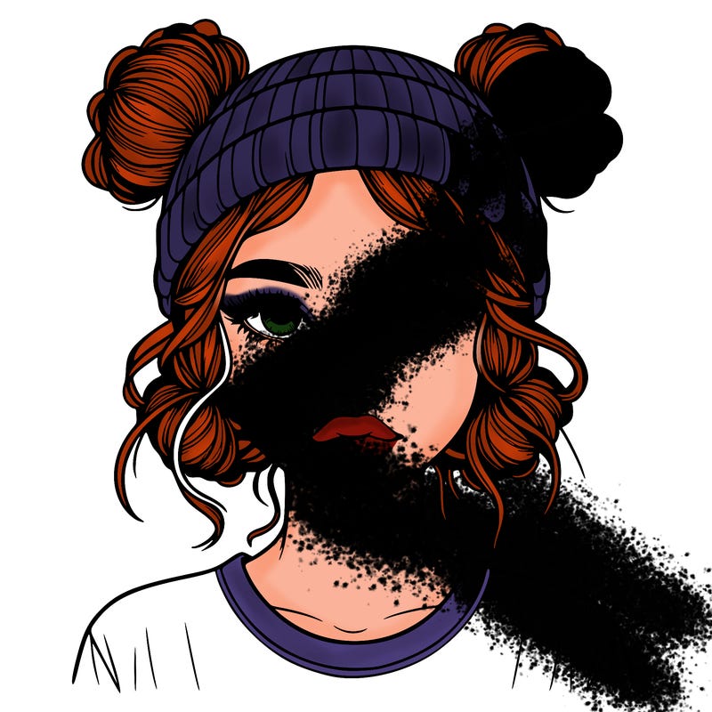 realistic girl with buns in her hair with a beanie on