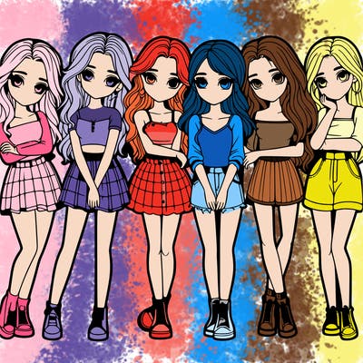 a group of girls realistic