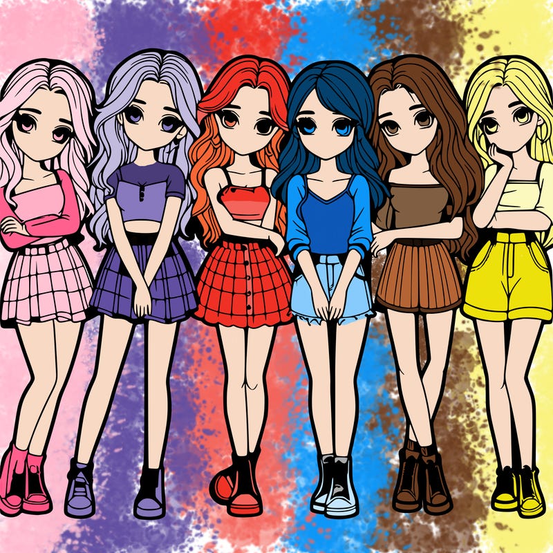 a group of girls realistic