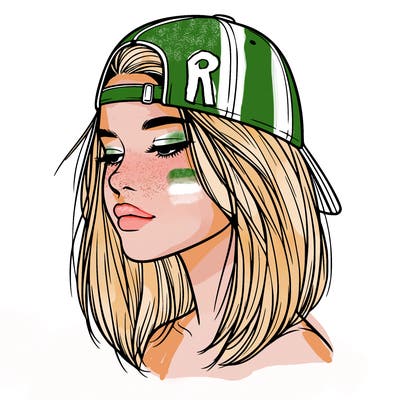 realistic  girl with a backwards hat