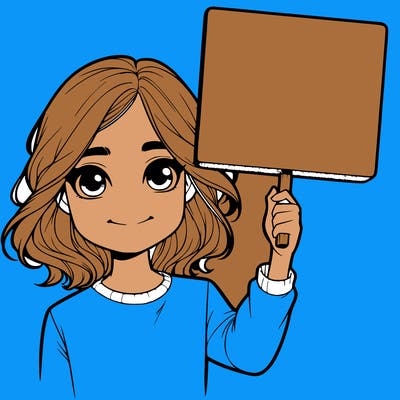 realistic girl holding up a sign