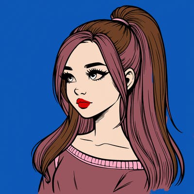 realistic girl with a high ponytail