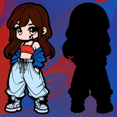 girl in crop top and baggy pants