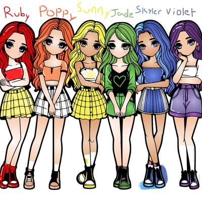 a group of girls realistic