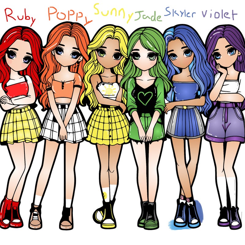 a group of girls realistic