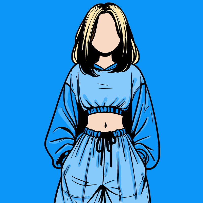 realistic girl faceless with baggy pants and a crop top