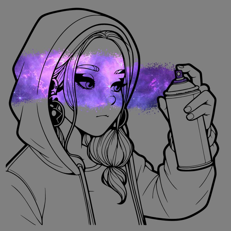 a realistic girl, spray painting