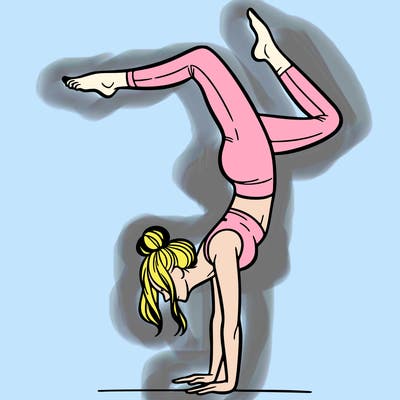 a woman doing a handstand