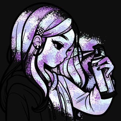 a realistic girl spray painting