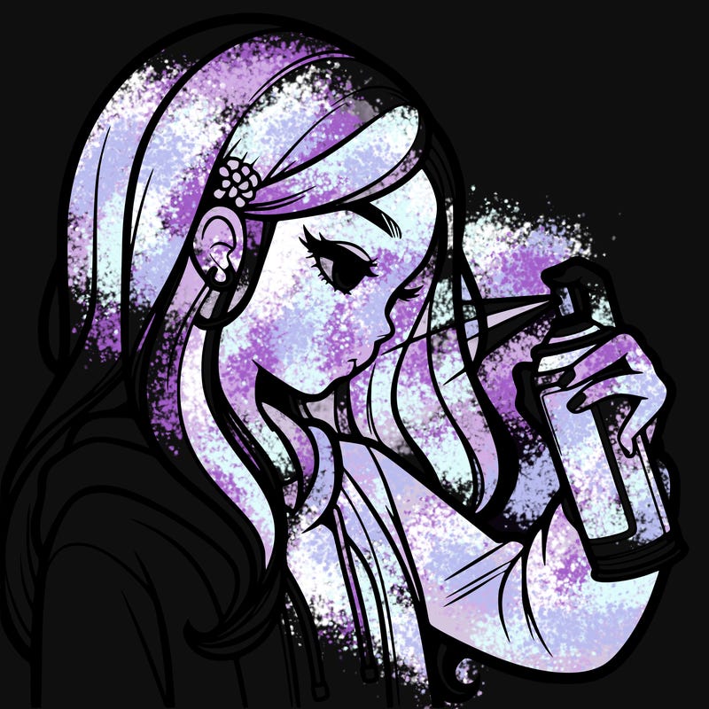 a realistic girl spray painting