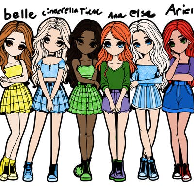 a group of girls realistic